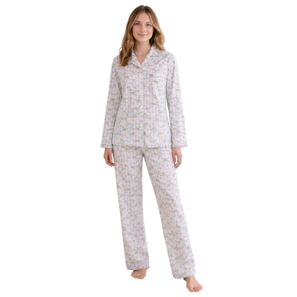 Vintage 90s Mary Engelbreit Pajama Set Women's Small Floral Stripe Sleepwear
